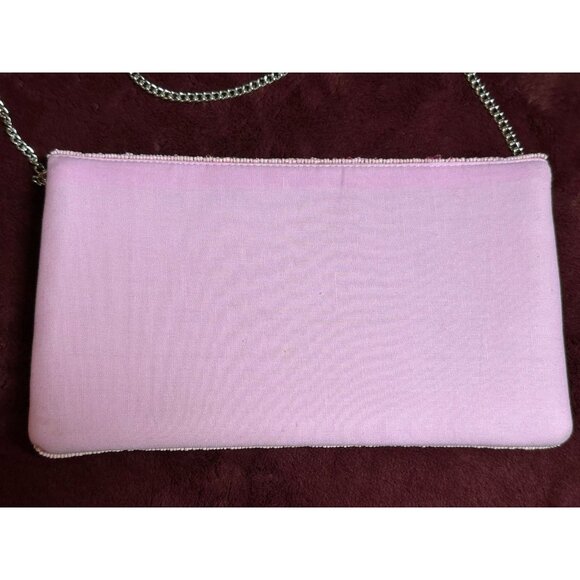 Pink HAND BEADED Club Bag Clutch Desert Cactus Snap Close With Chain Strap Purse - Picture 3 of 9